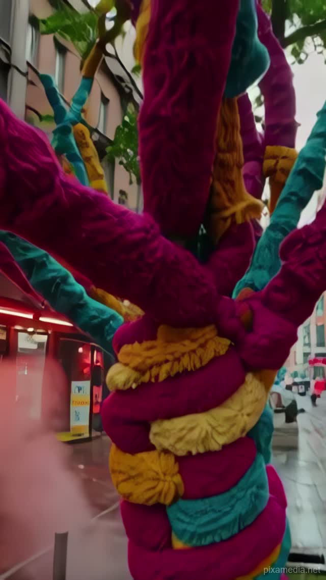 Neon Threads on Oak - Street Art AI stock